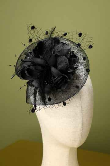 1920 Negro pluma con cuentas diadema
